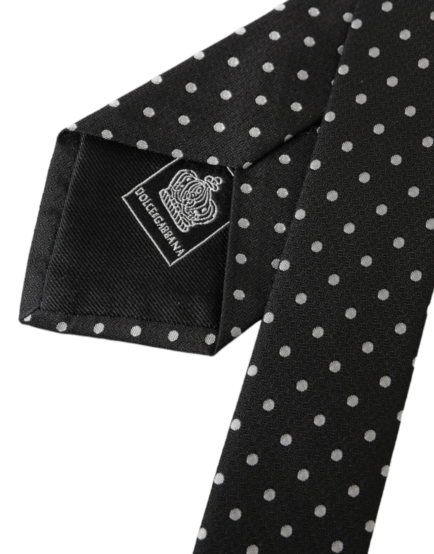 Dolce &amp; Gabbana Svart Vit Polka Dots 100% Silk Necktie Face Mask