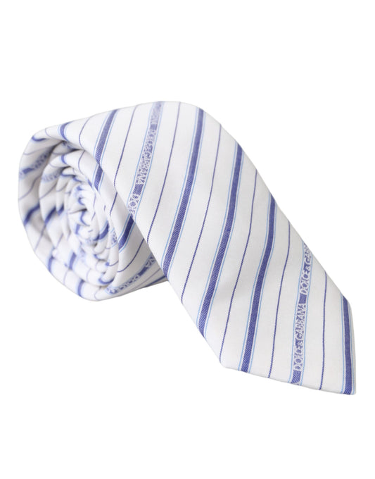 Dolce &amp; Gabbana White Blue Stripes Silk Justerbar slips