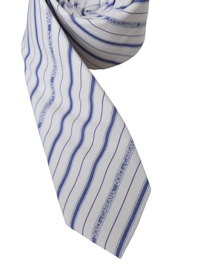 Dolce &amp; Gabbana White Blue Stripes Silk Justerbar slips