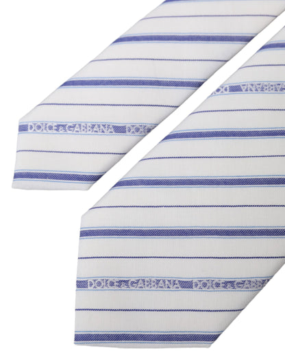 Dolce &amp; Gabbana White Blue Stripes Silk Justerbar slips