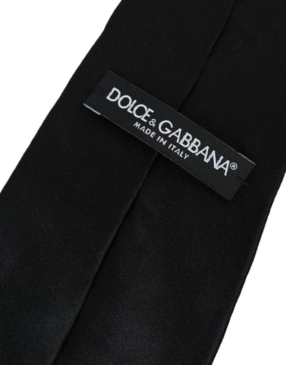 Dolce &amp; Gabbana Svart Solid Silk Justerbar Slips Herr