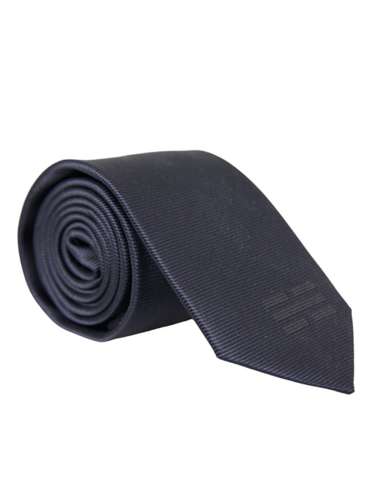 Dolce &amp; Gabbana Blue Solid Silk Justerbar Tie Herr