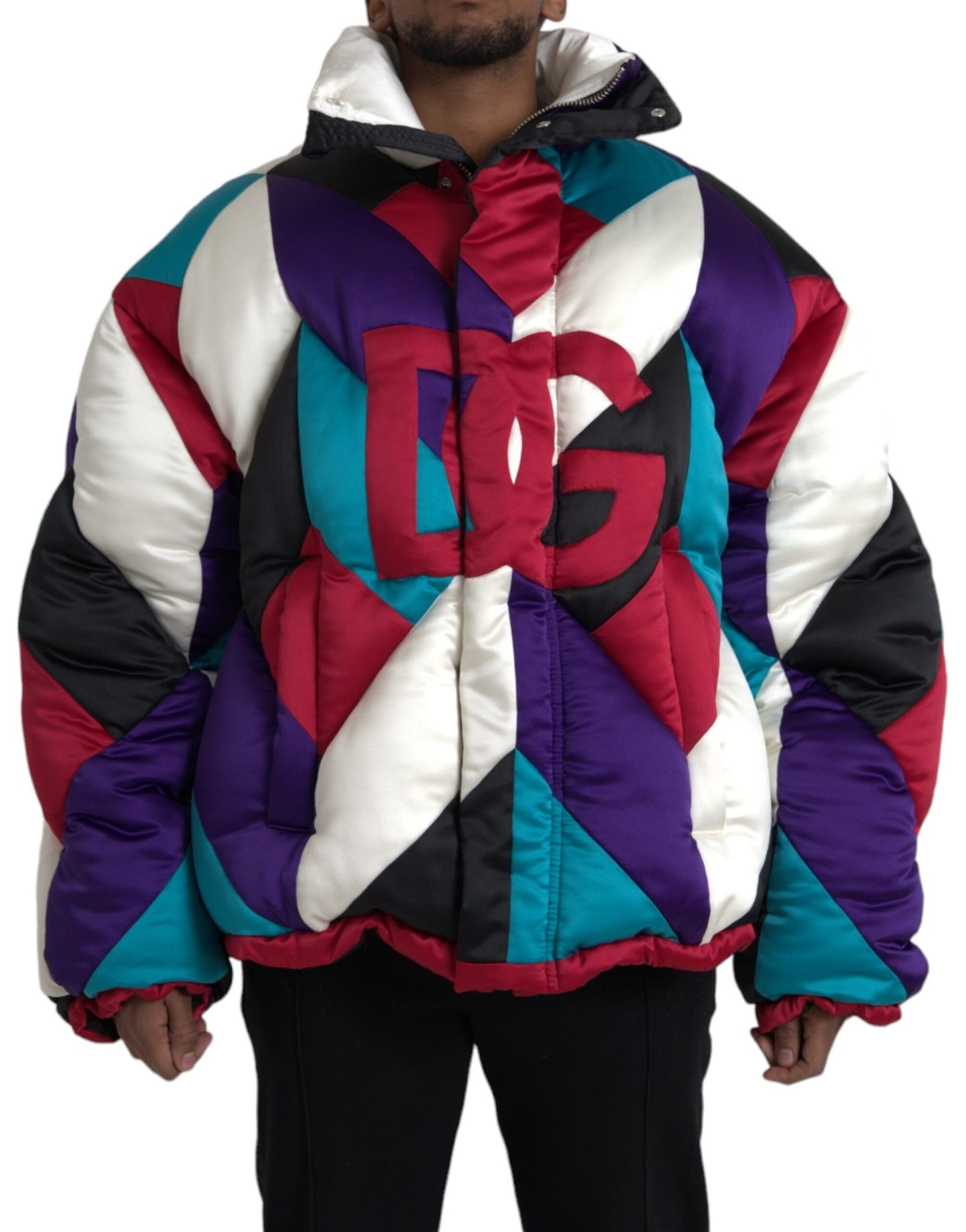 Dolce &amp; Gabbana Multicolor Logo Windbreaker Pufferjacka