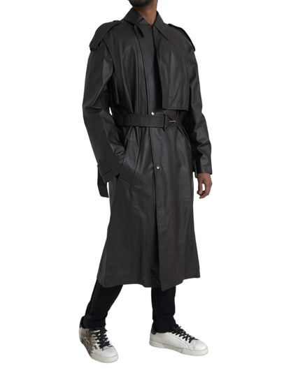 Bottega Veneta Black Matte Waterproof Leather Coat Jacket