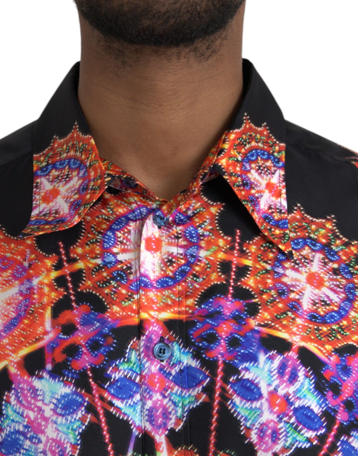 Dolce &amp; Gabbana Multicolor Luminarie Silk Herr Casual Shirt