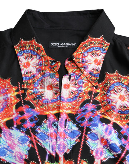 Dolce &amp; Gabbana Multicolor Luminarie Silk Herr Casual Shirt