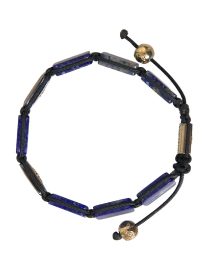 Nialaya Flat Bead Blue Lapis White CZ 925 Armband Herr