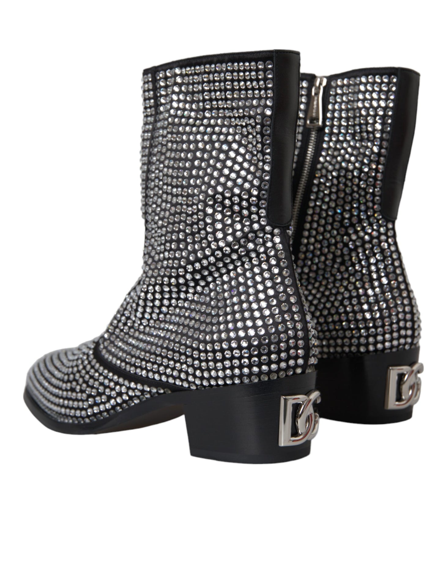 Dolce &amp; Gabbana Black Rhinestone Crystal Chelsea Boots Skor