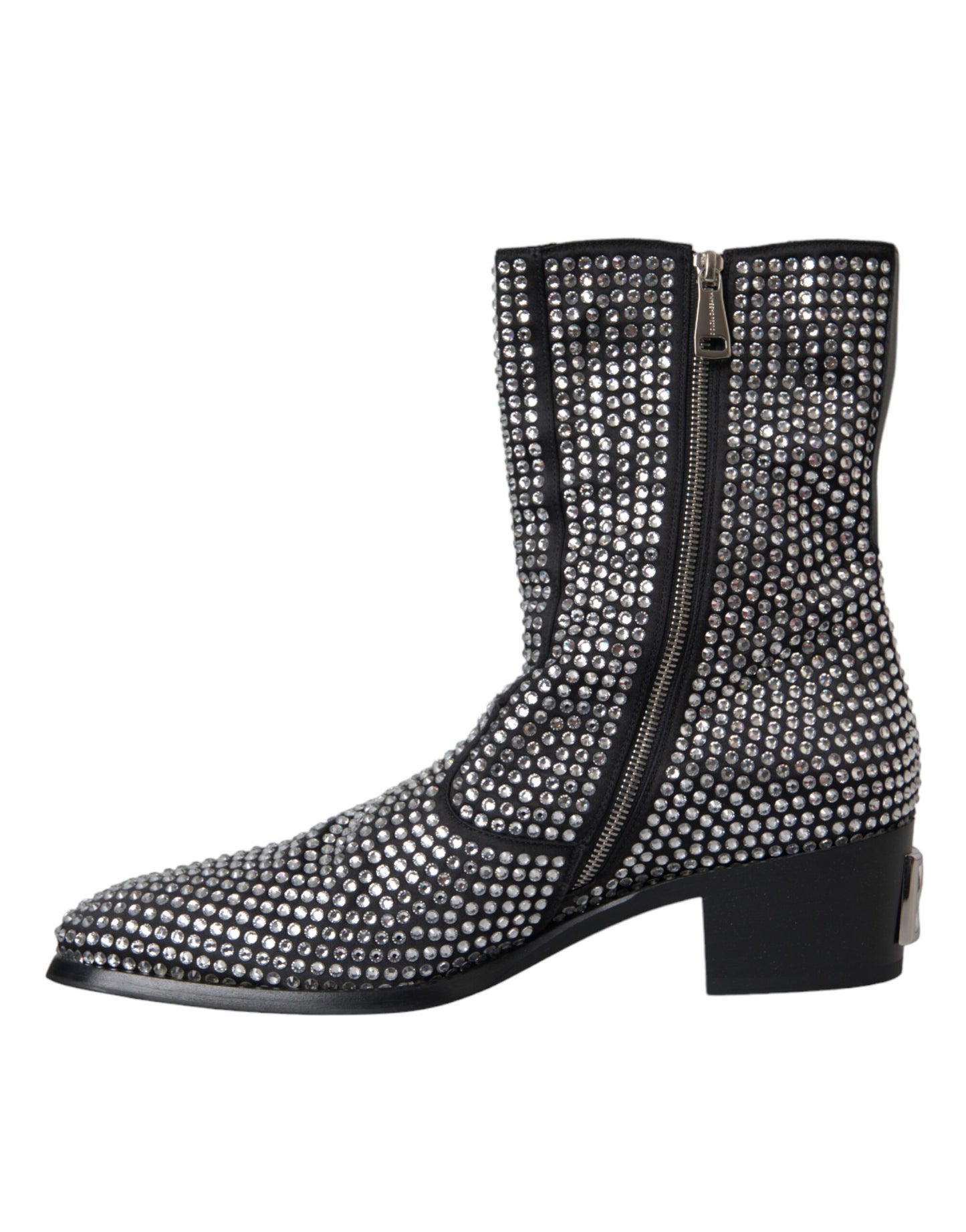 Dolce &amp; Gabbana Black Rhinestone Crystal Chelsea Boots Skor