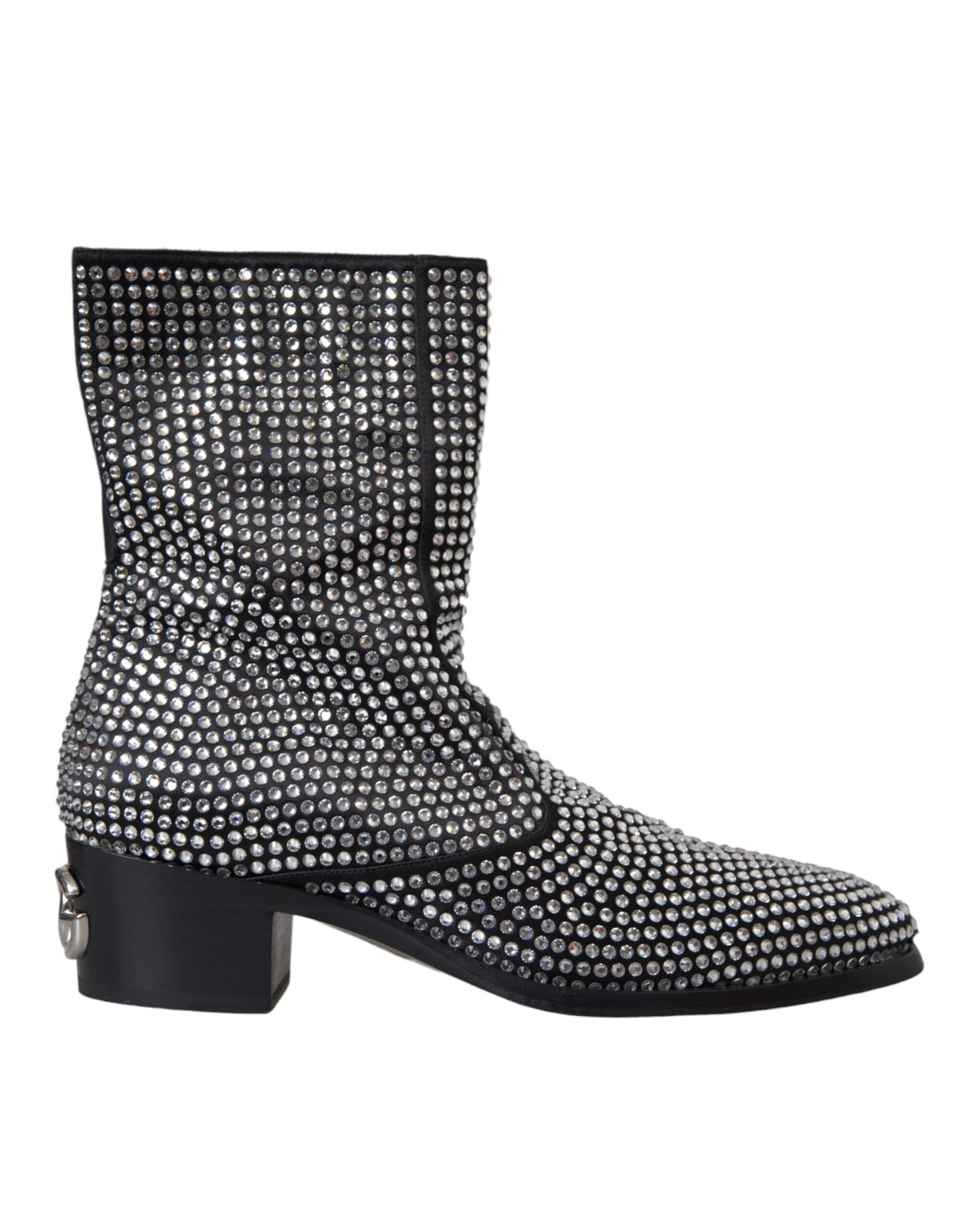 Dolce &amp; Gabbana Black Rhinestone Crystal Chelsea Boots Skor