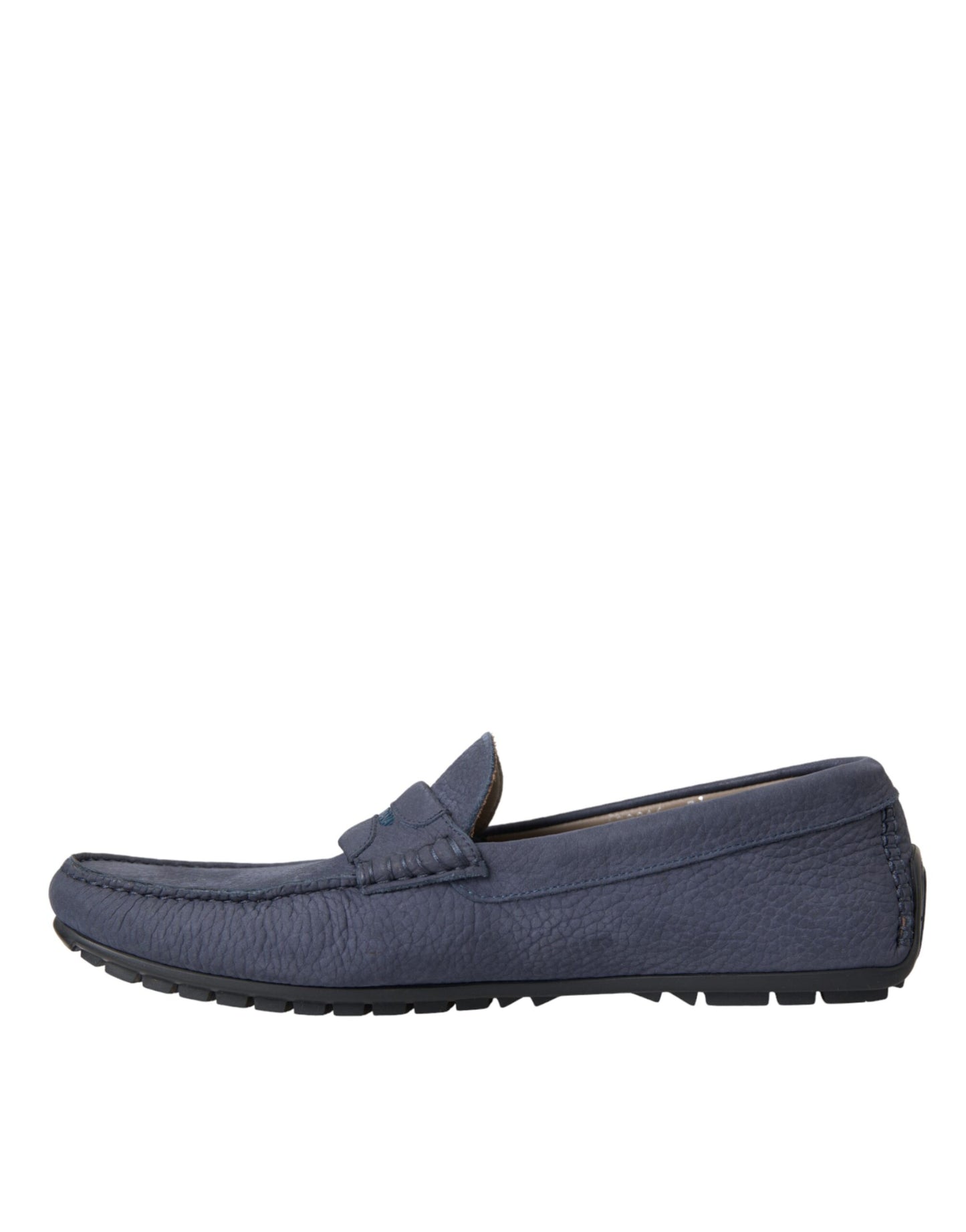 Dolce &amp; Gabbana Blue Calf Leather Slip On Moccasin Shoes