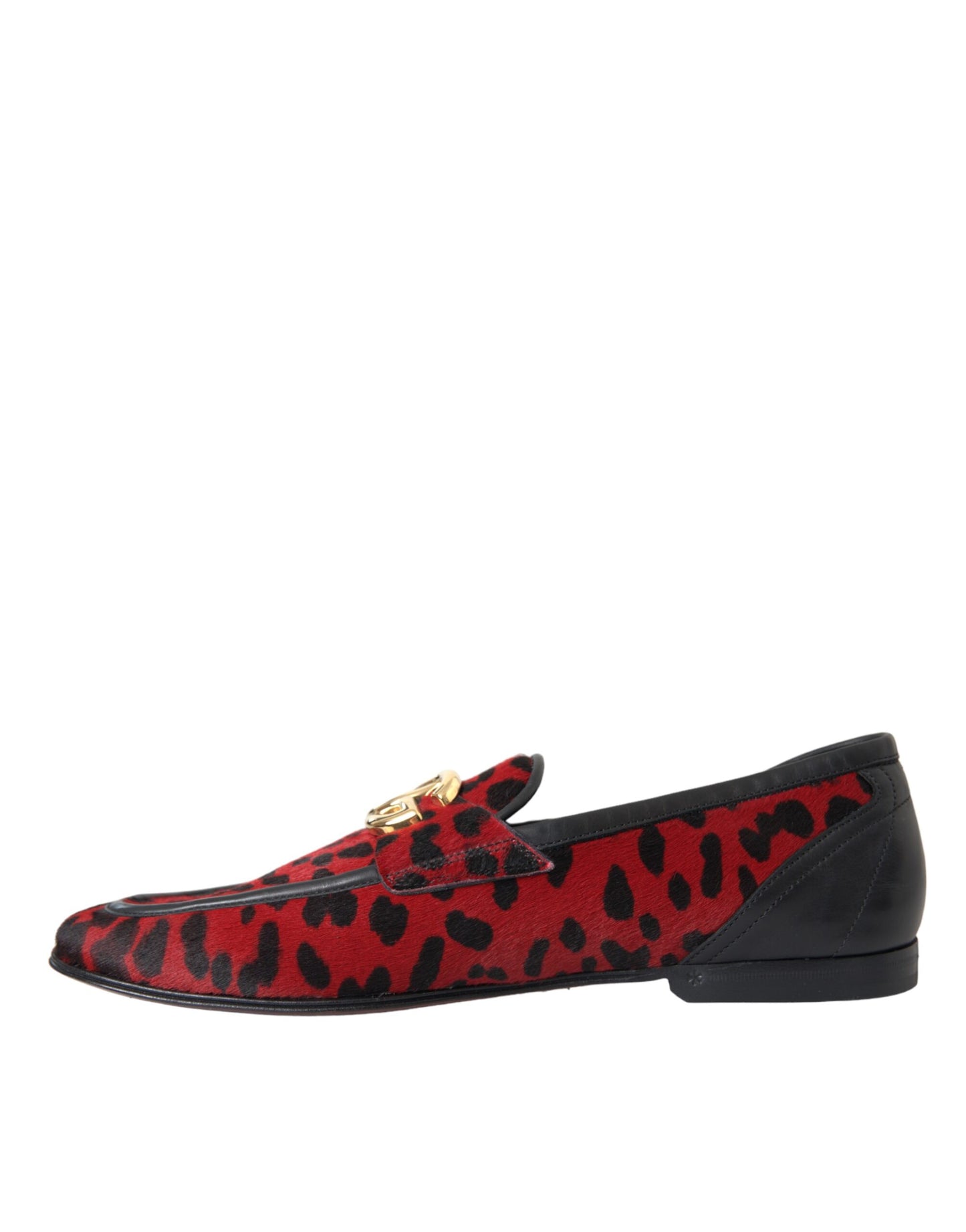 Dolce &amp; Gabbana Röd Svart Leopard DG Loafers Formell Skor för män