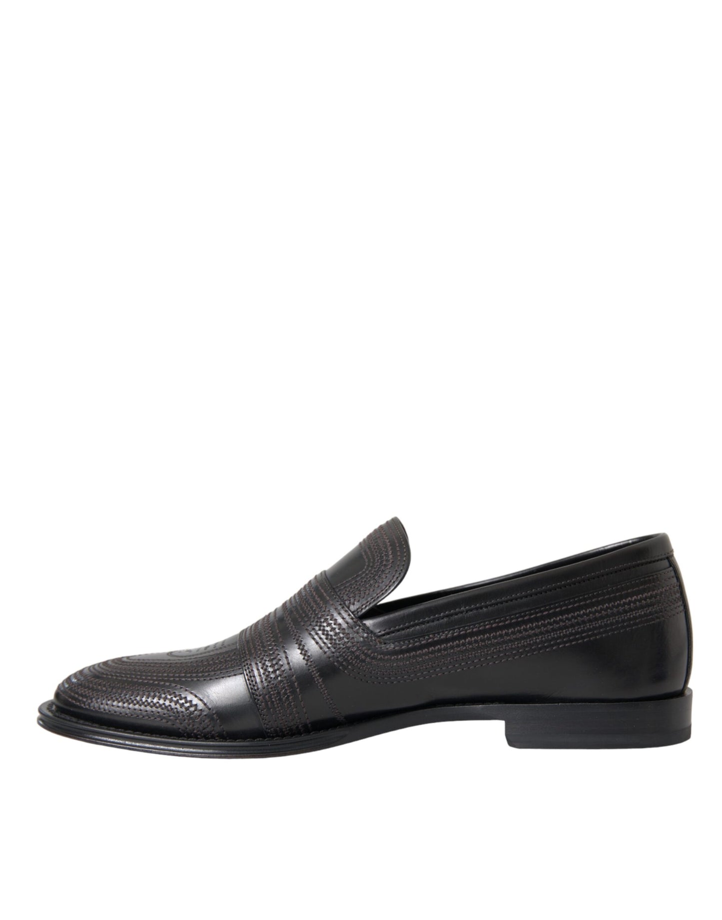 Dolce &amp; Gabbana Svart Brun Leather Loafer Män Klänning Skor