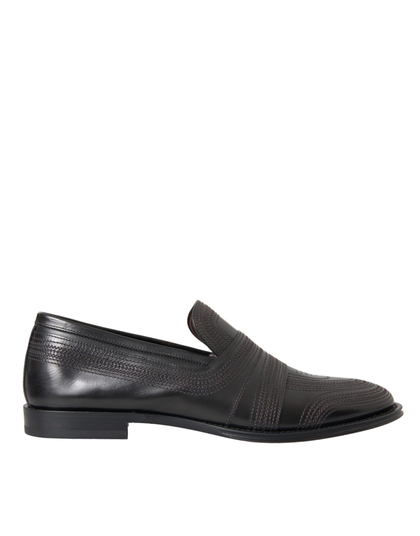 Dolce &amp; Gabbana Svart Brun Leather Loafer Män Klänning Skor