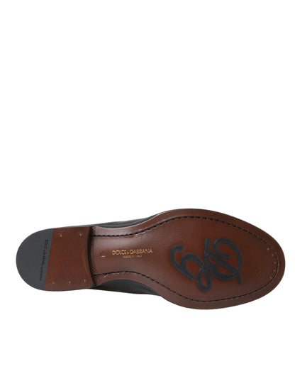 Dolce &amp; Gabbana Svart Brun Leather Loafer Män Klänning Skor