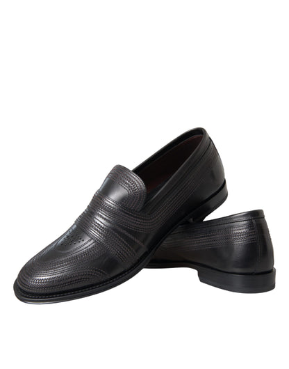 Dolce &amp; Gabbana Svart Brun Leather Loafer Män Klänning Skor