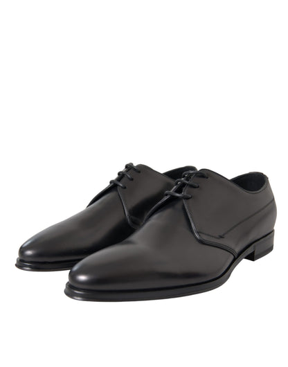 Zapatos de vestir formales Derby de cuero negro de Dolce &amp; Gabbana para hombre