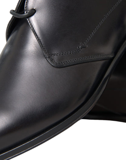 Zapatos de vestir formales Derby de cuero negro de Dolce &amp; Gabbana para hombre