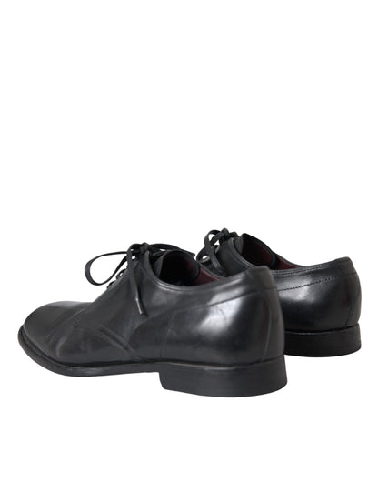 Zapatos de vestir formales Derby de cuero negro de Dolce &amp; Gabbana para hombre