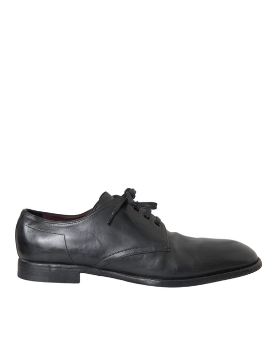 Zapatos de vestir formales Derby de cuero negro de Dolce &amp; Gabbana para hombre