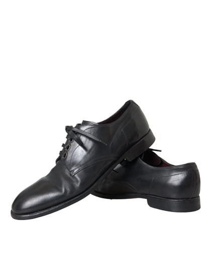 Zapatos de vestir formales Derby de cuero negro de Dolce &amp; Gabbana para hombre