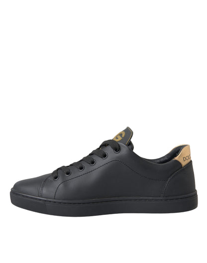 Zapatillas deportivas de piel negra con adornos de corazones de Dolce &amp; Gabbana