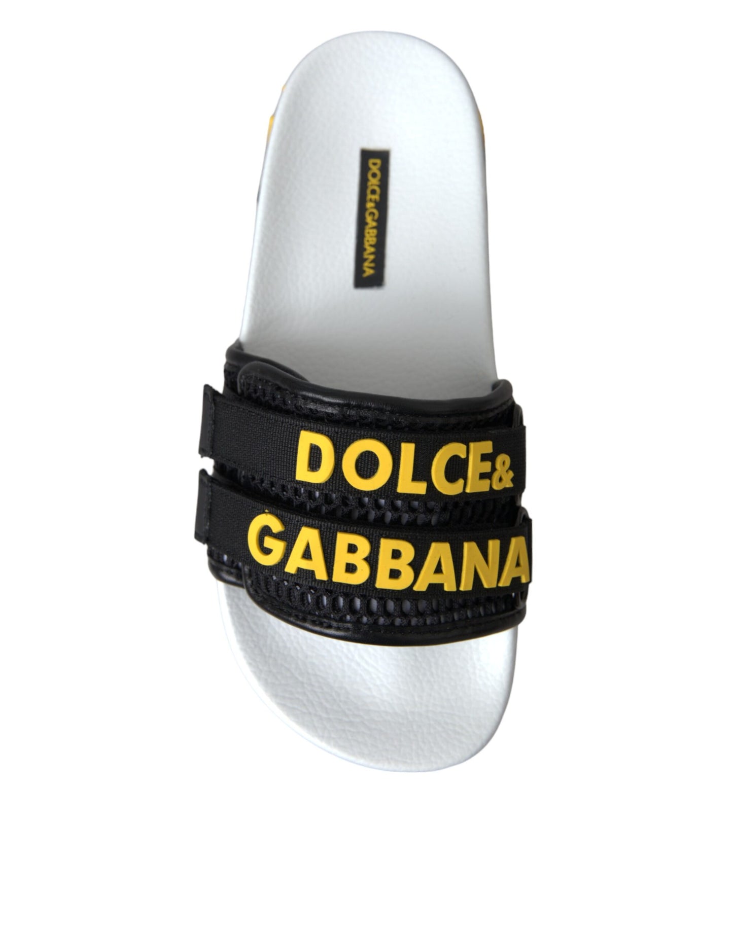 Dolce &amp; Gabbana Vit Svart Logo Strandkläder Flats Sandaler Skor