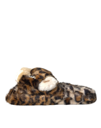 Dolce &amp; Gabbana Brun Tiger Slippers Flats Sandaler Skor