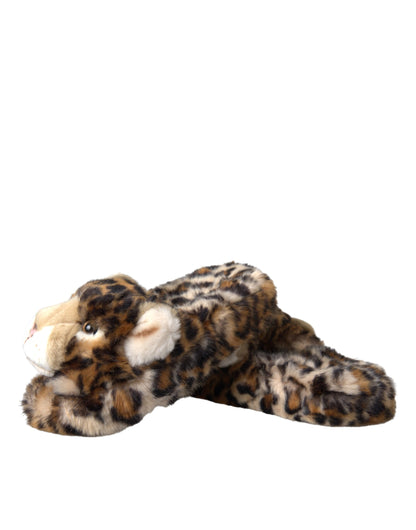 Dolce &amp; Gabbana Brun Tiger Slippers Flats Sandaler Skor