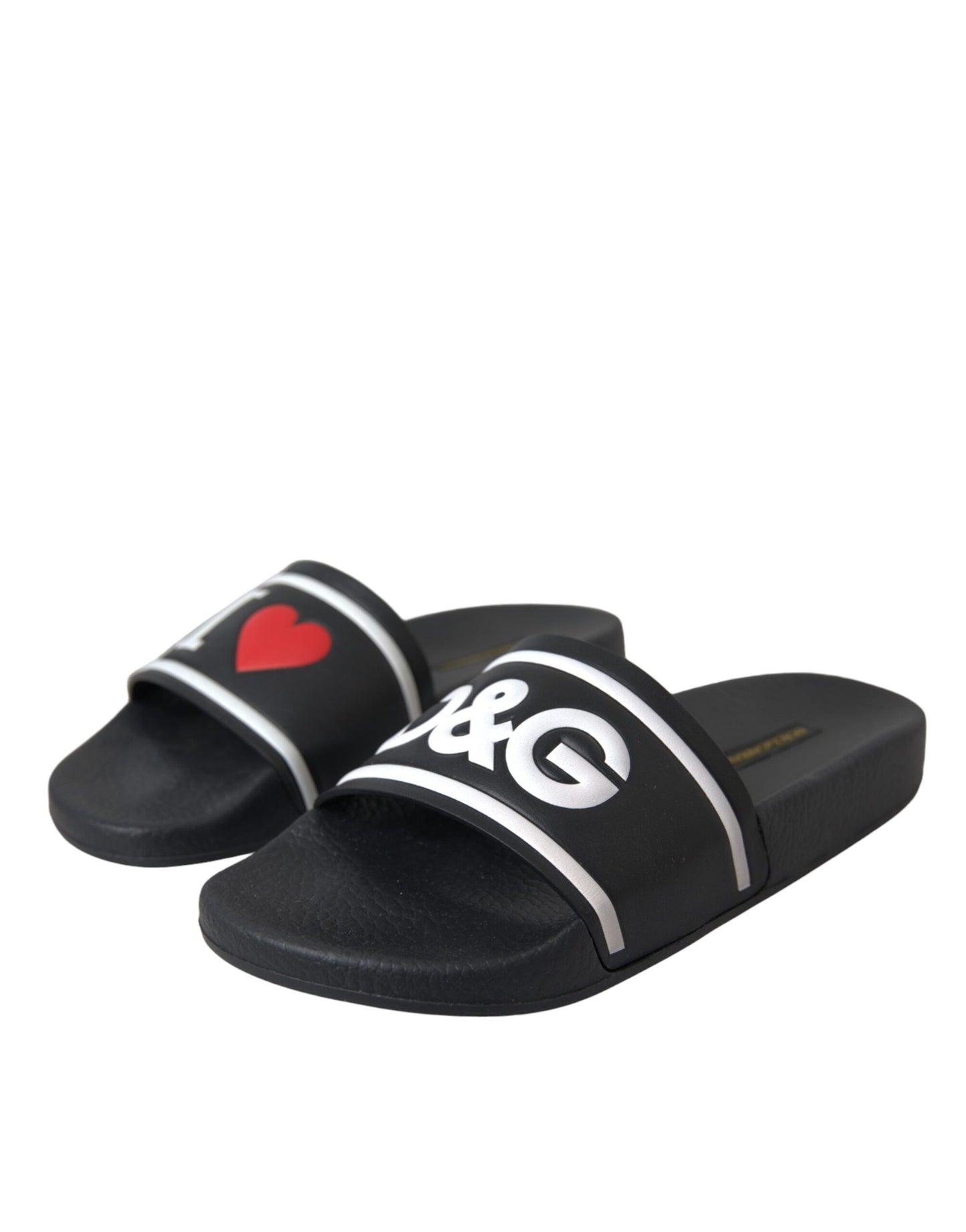 Dolce &amp; Gabbana svart läder I Love D&amp;G Sandals Slides Skor