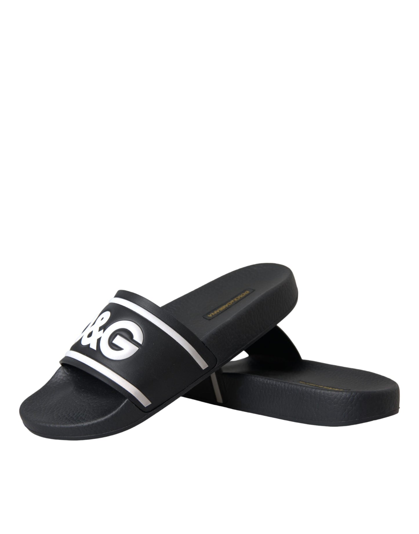 Dolce &amp; Gabbana svart läder I Love D&amp;G Sandals Slides Skor