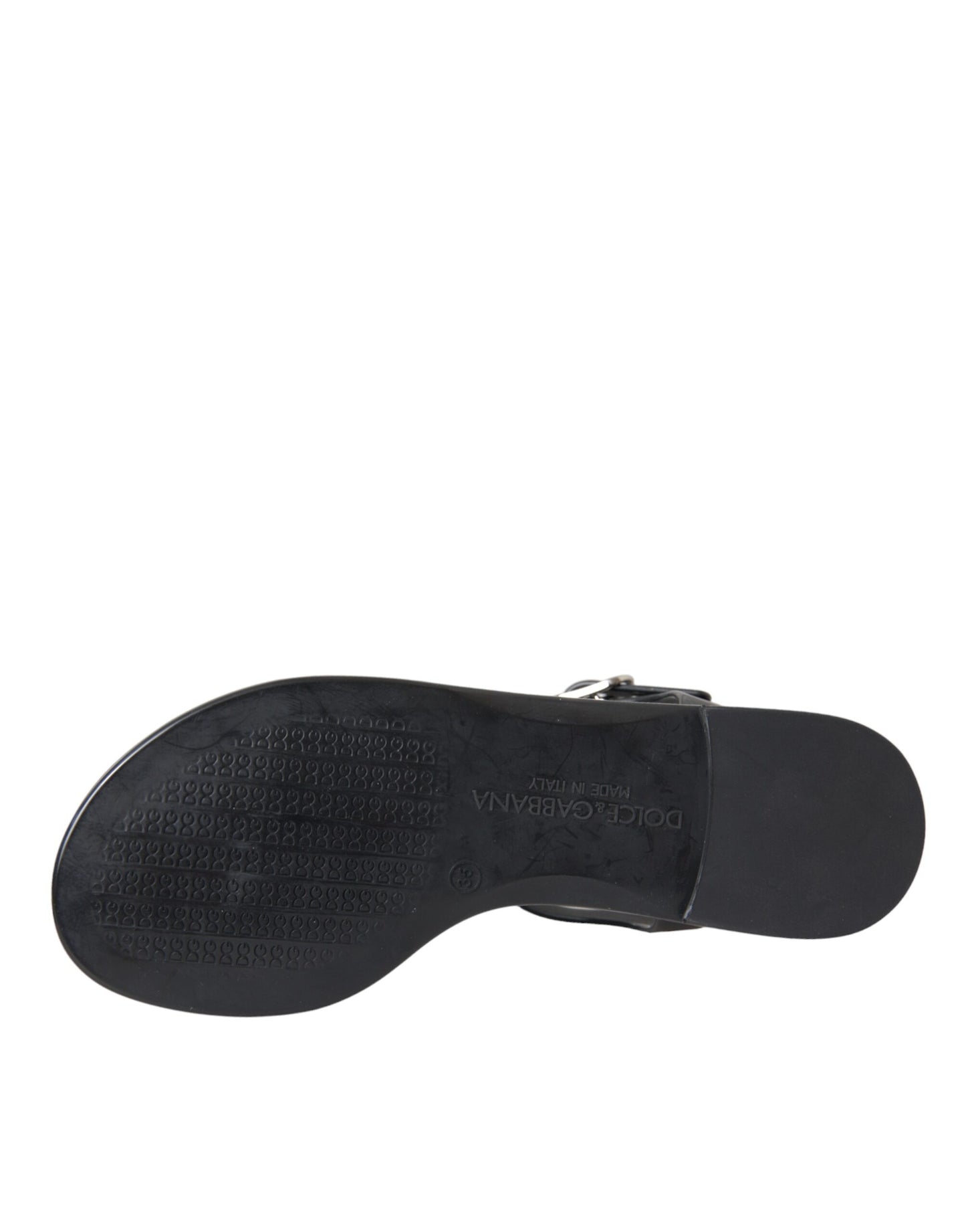 Dolce &amp; Gabbana Black Crystal Flats Sandaler Flip Flops Skor