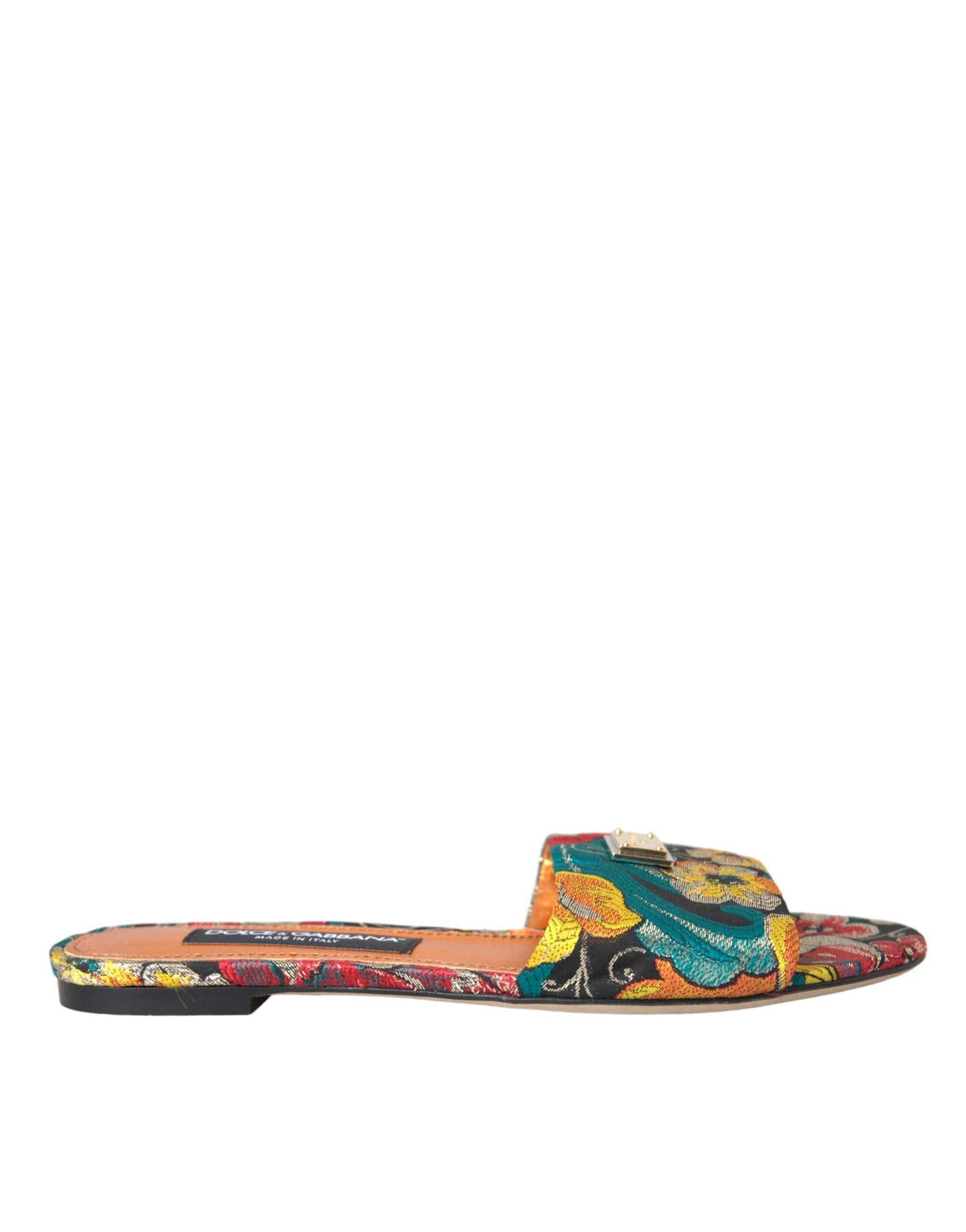 Dolce &amp; Gabbana Flerfärgad blommig brokadlogotyp Flats Sandaler Skor