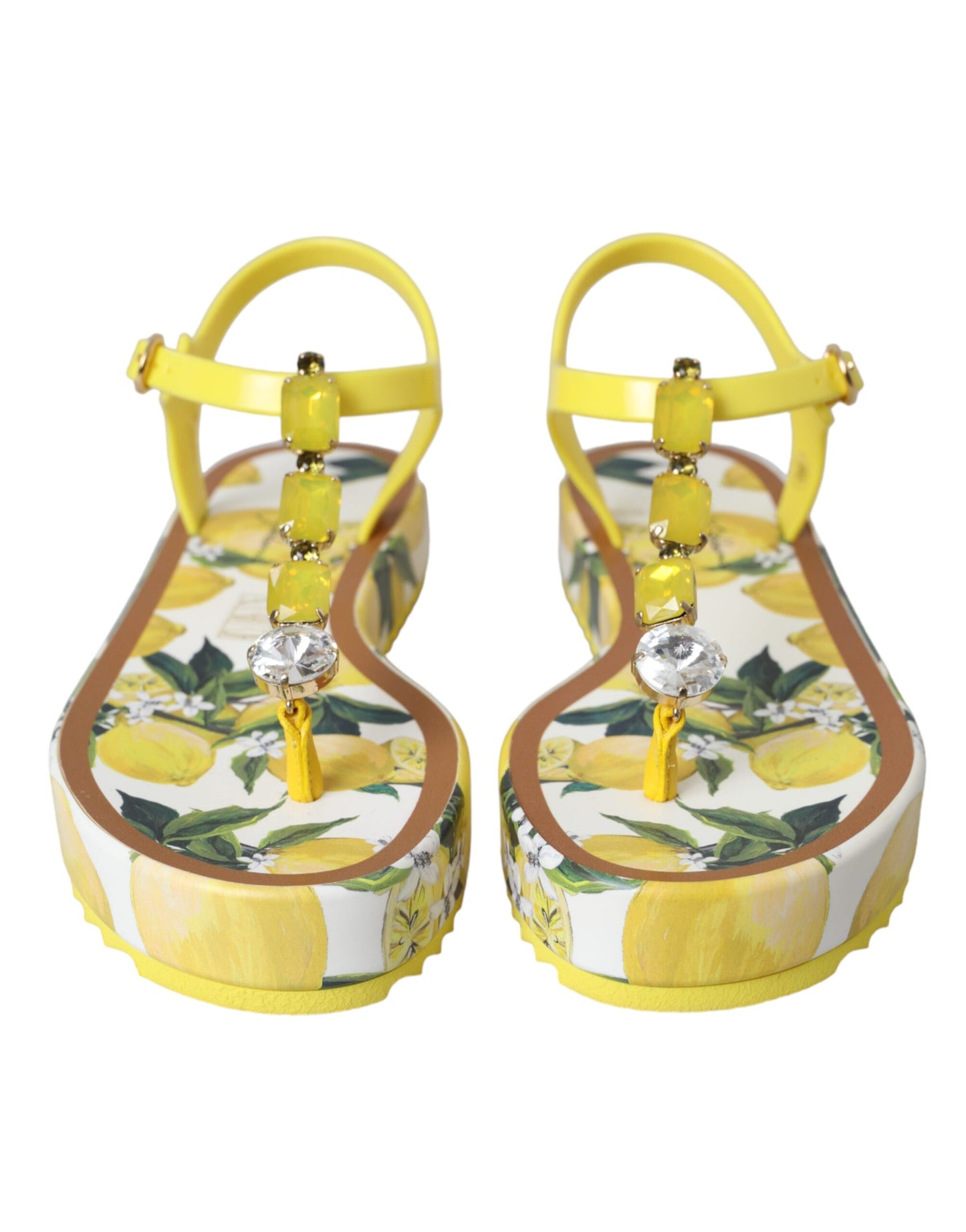 Dolce &amp; Gabbana Yellow Lemon Beachwear Flats Sandaler Skor