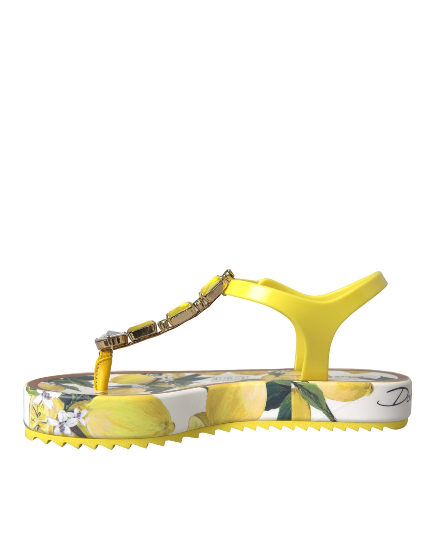 Dolce &amp; Gabbana Yellow Lemon Beachwear Flats Sandaler Skor