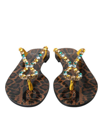 Dolce &amp; Gabbana Flerfärgade Kristallsandaler Flip Flops Skor