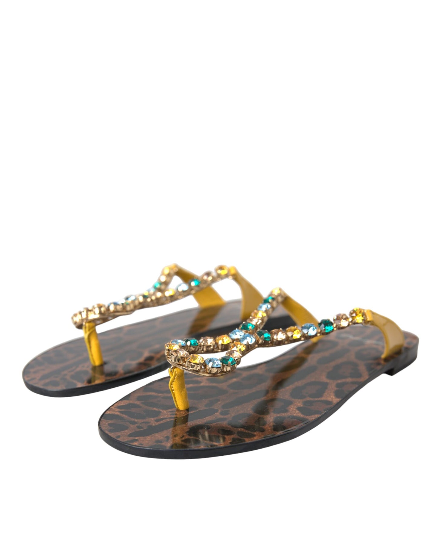 Dolce &amp; Gabbana Flerfärgade Kristallsandaler Flip Flops Skor