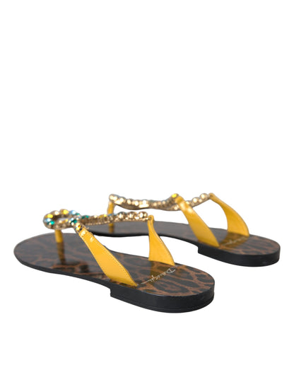 Dolce &amp; Gabbana Flerfärgade Kristallsandaler Flip Flops Skor