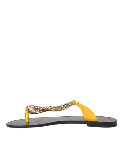 Dolce &amp; Gabbana Flerfärgade Kristallsandaler Flip Flops Skor