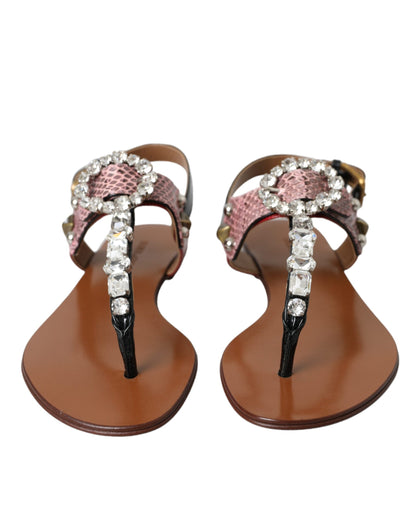 Dolce &amp; Gabbana Flerfärgade Kristallsandaler Flip Flops Skor