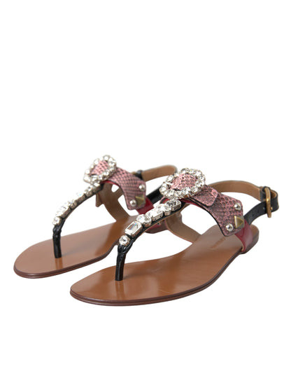 Dolce &amp; Gabbana Flerfärgade Kristallsandaler Flip Flops Skor