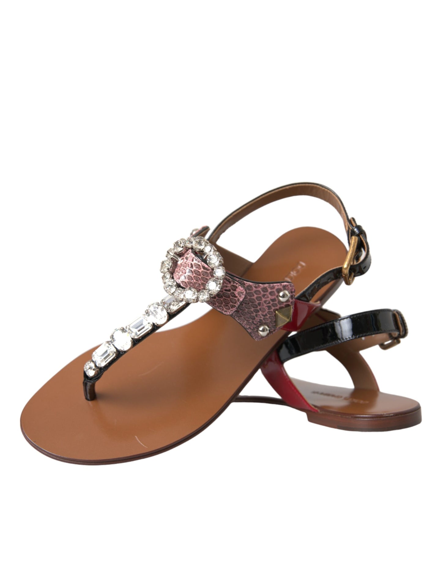 Dolce &amp; Gabbana Flerfärgade Kristallsandaler Flip Flops Skor