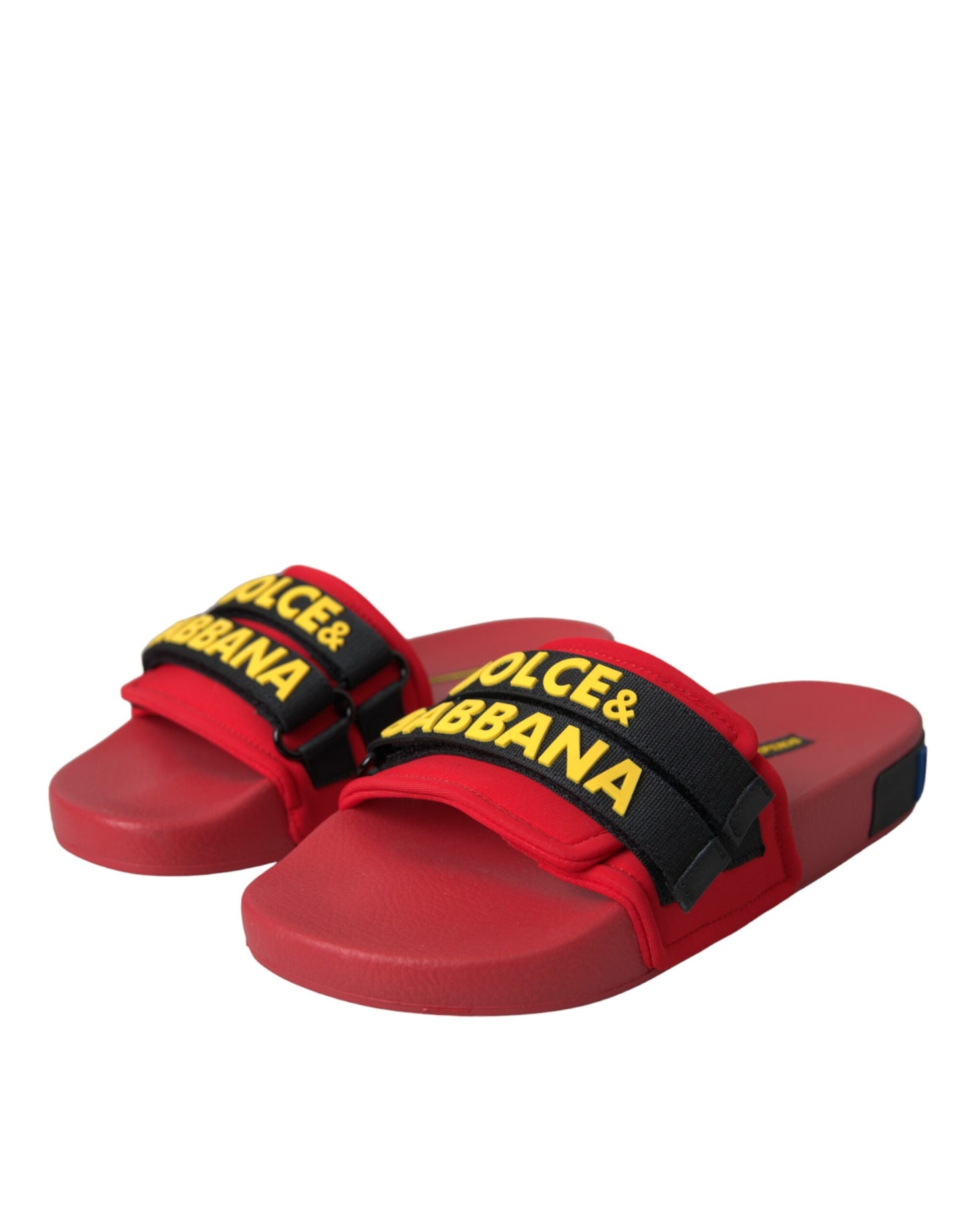 Dolce &amp; Gabbana Röd Svart Logo Strandkläder Flats Sandaler Skor