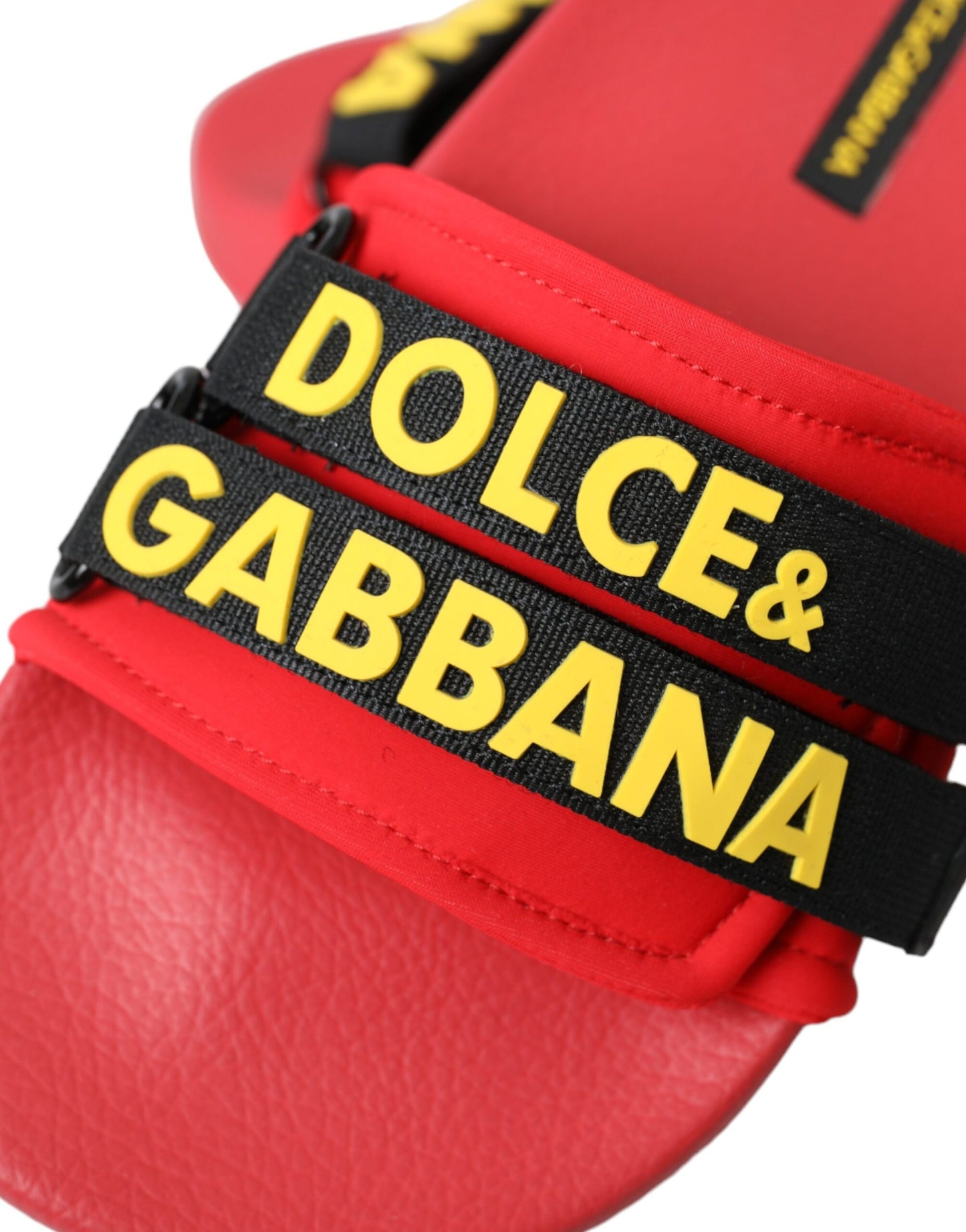 Dolce &amp; Gabbana Röd Svart Logo Strandkläder Flats Sandaler Skor