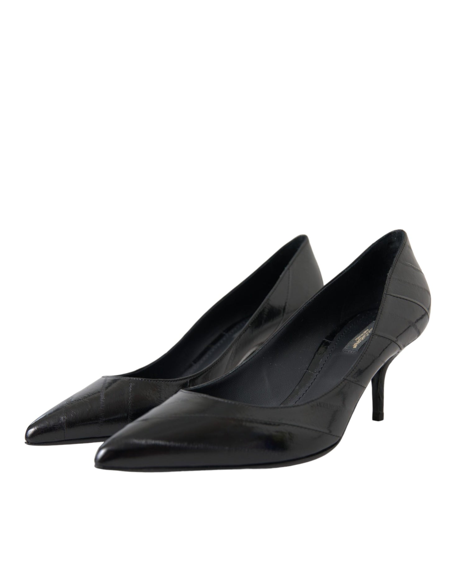 Dolce &amp; Gabbana Black Eel Läder Kitten Heels Pumps Skor