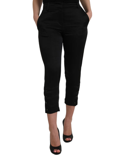 Pantalones capri negros de cintura alta con corte capri de Ermanno Scervino