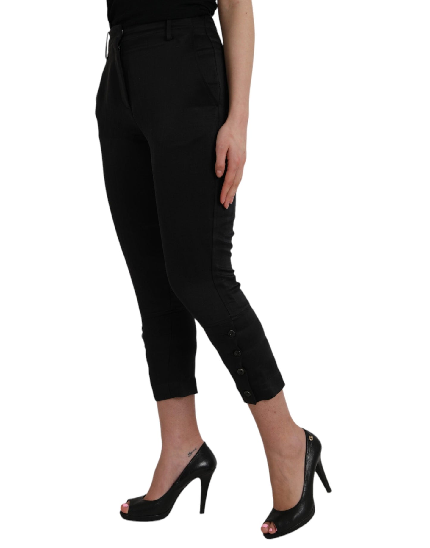 Pantalones capri negros de cintura alta con corte capri de Ermanno Scervino