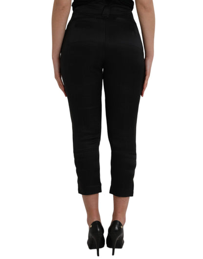 Pantalones capri negros de cintura alta con corte capri de Ermanno Scervino