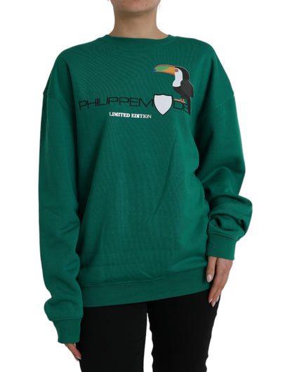 Philippe Model Green Cotton Logo Print Long Sleeves Pullover Sweater