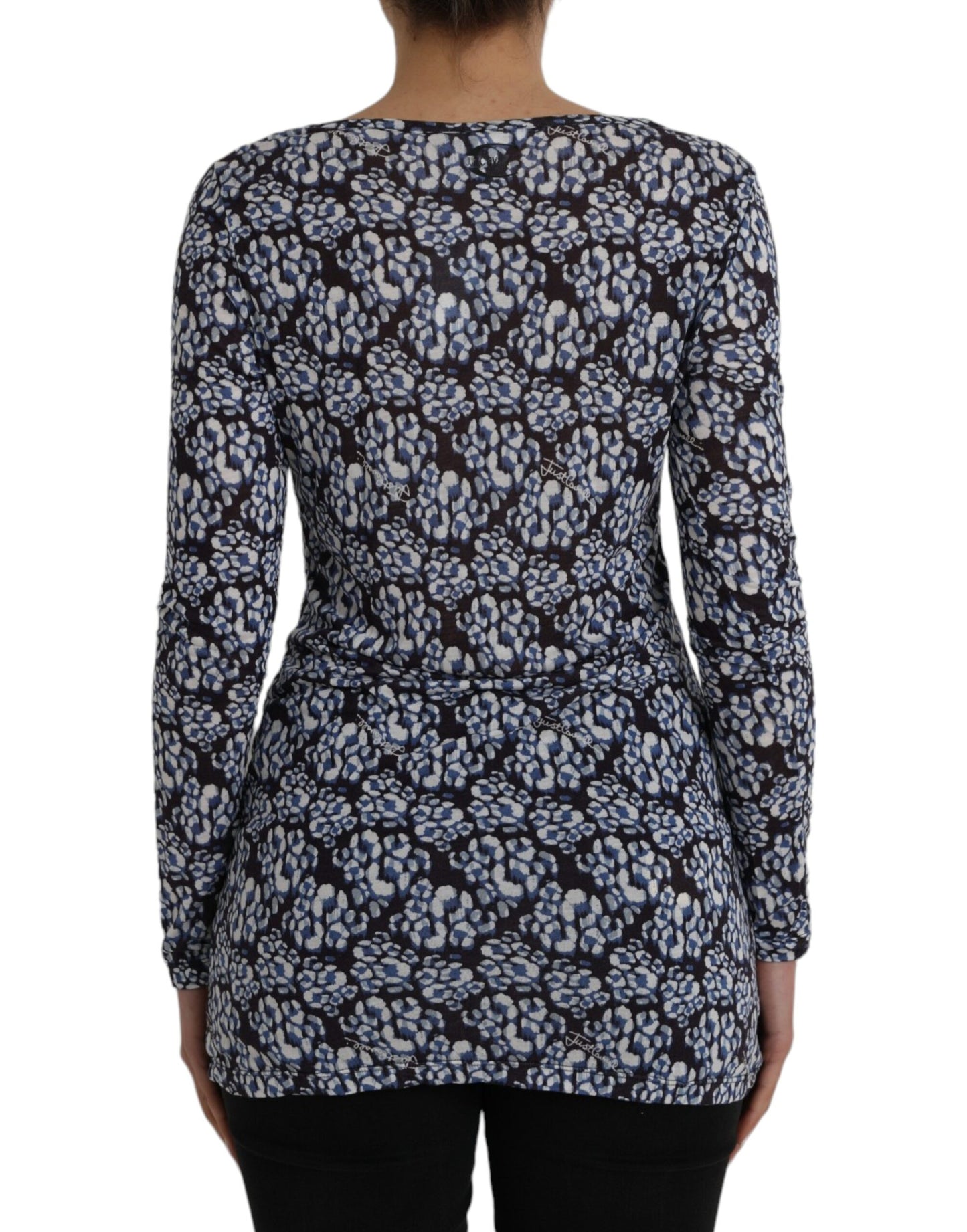 Just Cavalli Blue Floral Lace Långärmad Top Underwear Blus